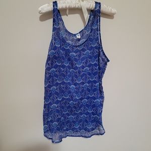 Old Navy Flowy Blue Patterned Tank Size XL